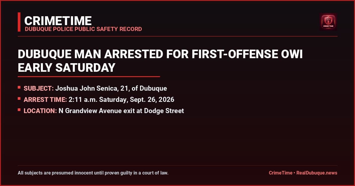 Dubuque Man Arrested for First-Offense OWI Early Saturday