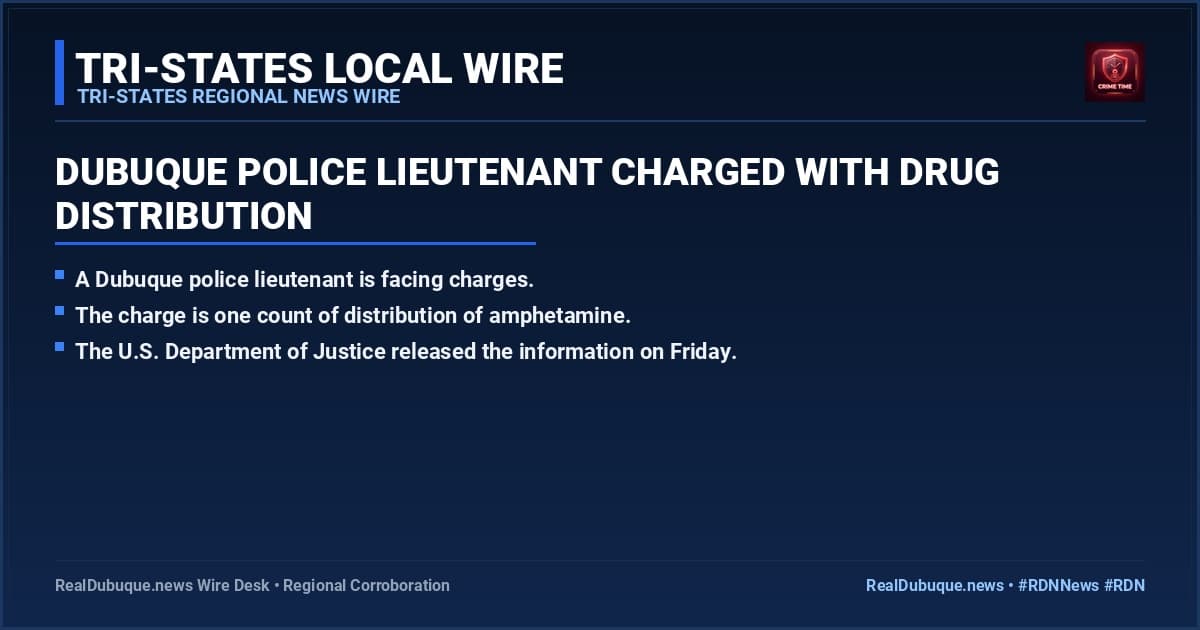 Dubuque Police Lieutenant Charged with Drug Distribution