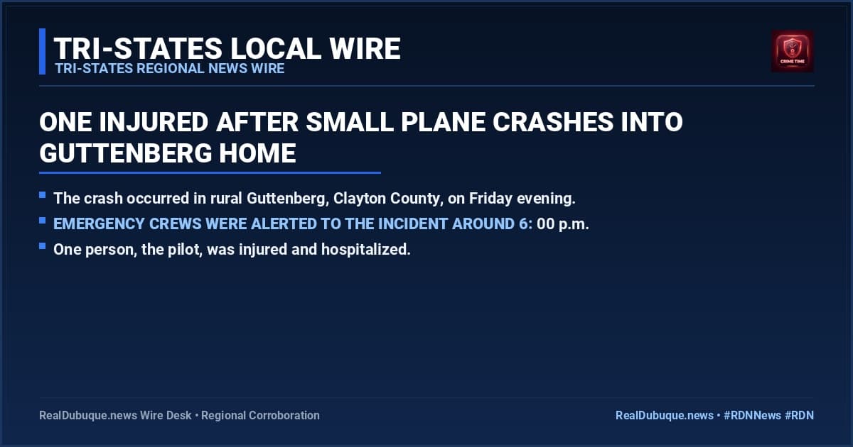 One Injured After Small Plane Crashes Into Guttenberg Home