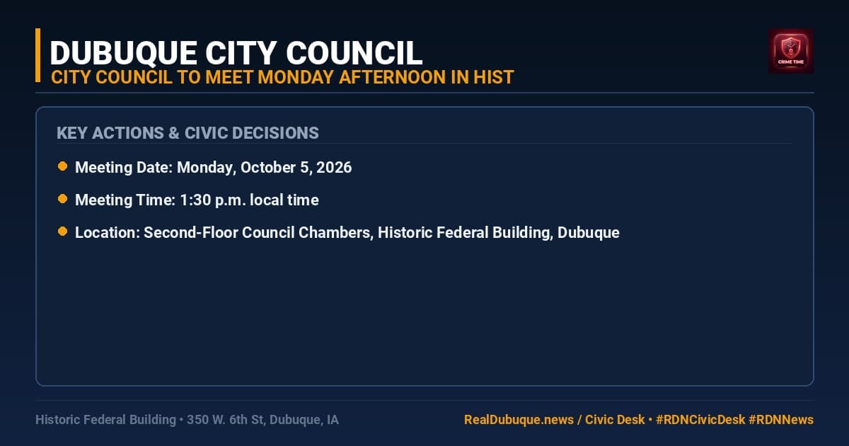 City Council to Meet Monday Afternoon in Historic Federal Building
