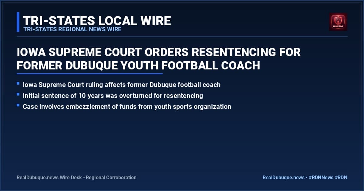 Iowa Supreme Court orders resentencing for former Dubuque youth football coach