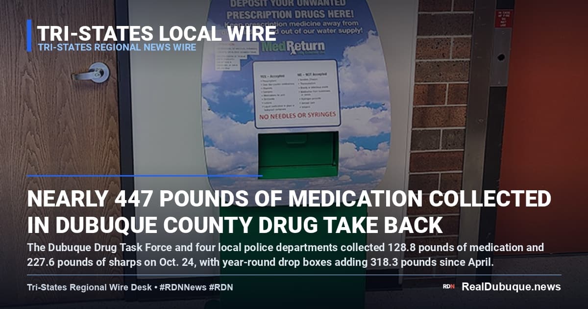 Nearly 447 Pounds of Medication Collected in Dubuque County Drug Take Back