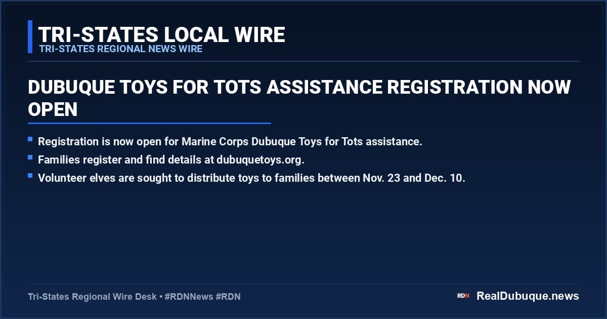 Dubuque Toys for Tots Assistance Registration Now Open