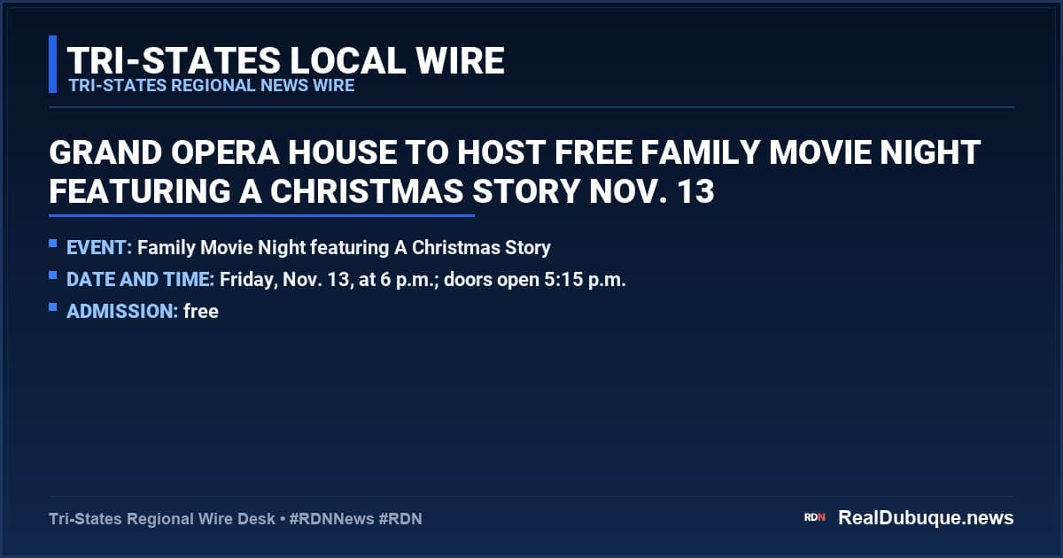 Grand Opera House to Host Free Family Movie Night Featuring A Christmas Story Nov. 13
