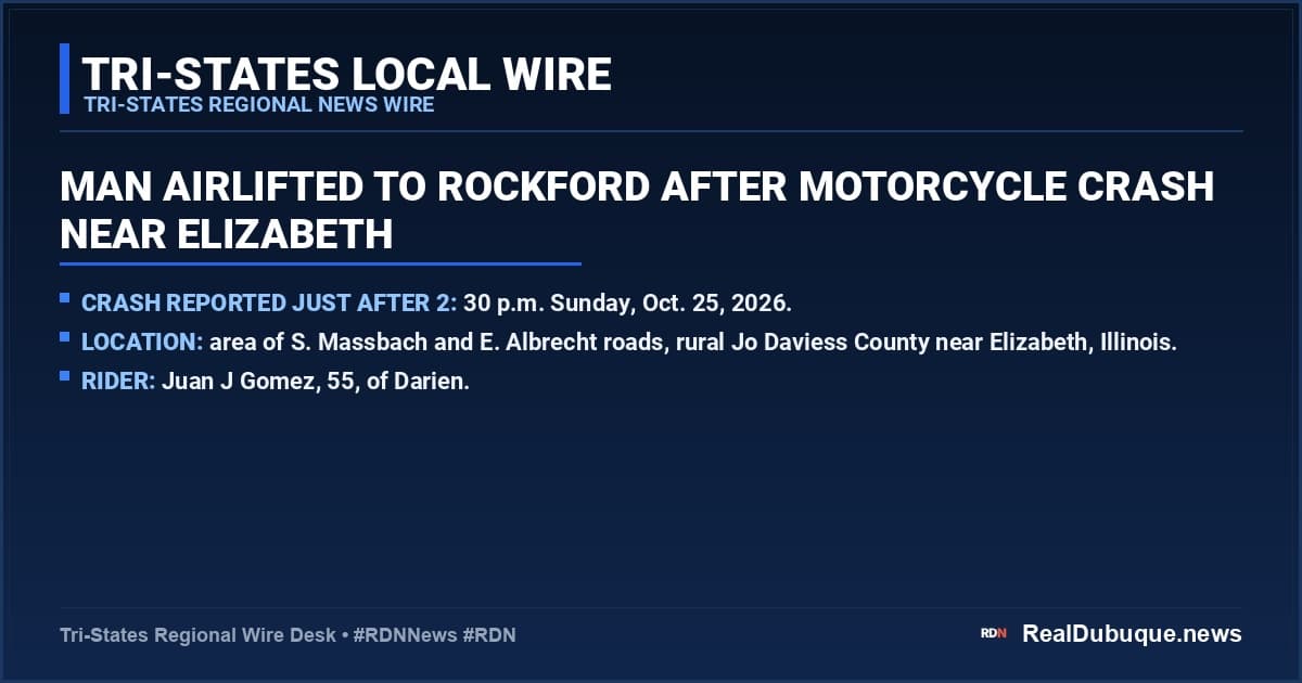 Man Airlifted to Rockford After Motorcycle Crash Near Elizabeth