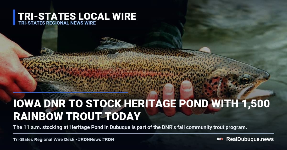 Iowa DNR to Stock Heritage Pond with 1,500 Rainbow Trout Today