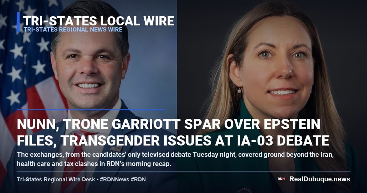 Nunn, Trone Garriott Spar Over Epstein Files, Transgender Issues at IA-03 Debate