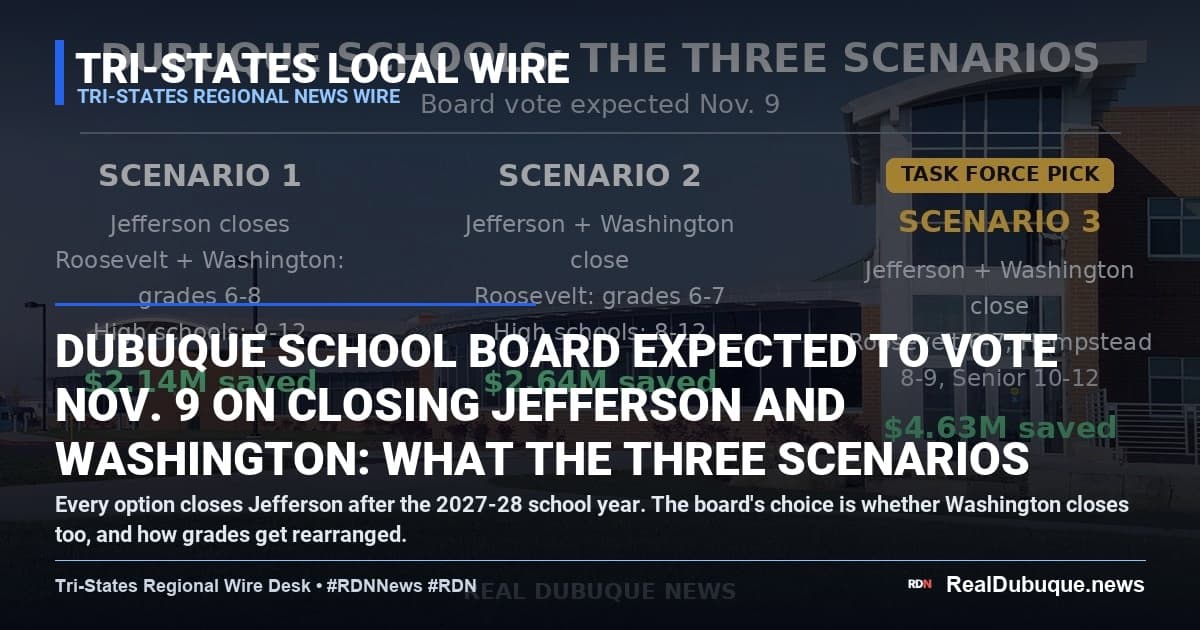 Dubuque school board expected to vote Nov. 9 on closing Jefferson and Washington: what the three scenarios would do