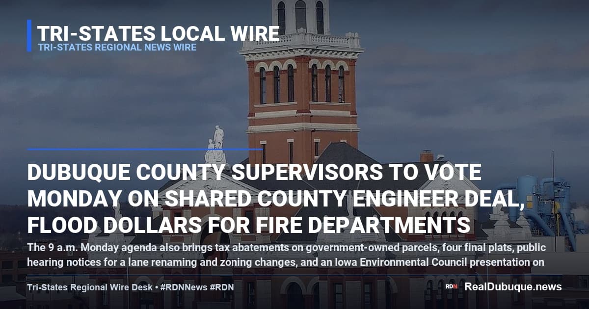 Dubuque County supervisors to vote Monday on shared county engineer deal, flood dollars for fire departments