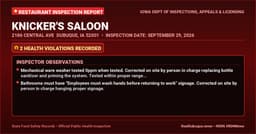 Dubuque Health Inspection: KNICKER'S SALOON Cited with 2 Violations