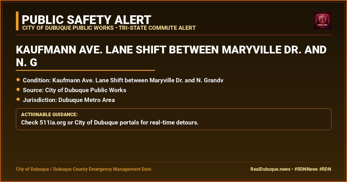 Kaufmann Ave. Lane Shift between Maryville Dr. and N. Grandview Ave.