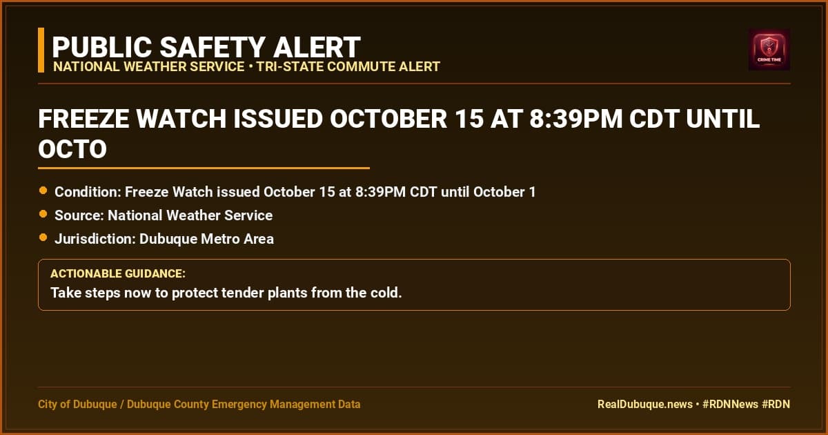 Freeze Watch issued October 15 at 8:39PM CDT until October 17 at 9:00AM CDT by NWS Quad Cities IA IL