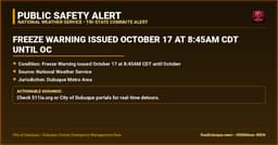 Freeze Warning issued October 17 at 8:45AM CDT until October 17 at 9:00AM CDT by NWS Quad Cities IA IL