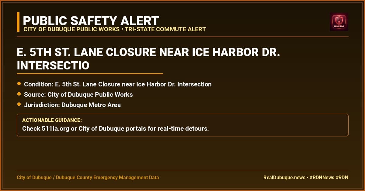 E. 5th St. Lane Closure near Ice Harbor Dr. Intersection