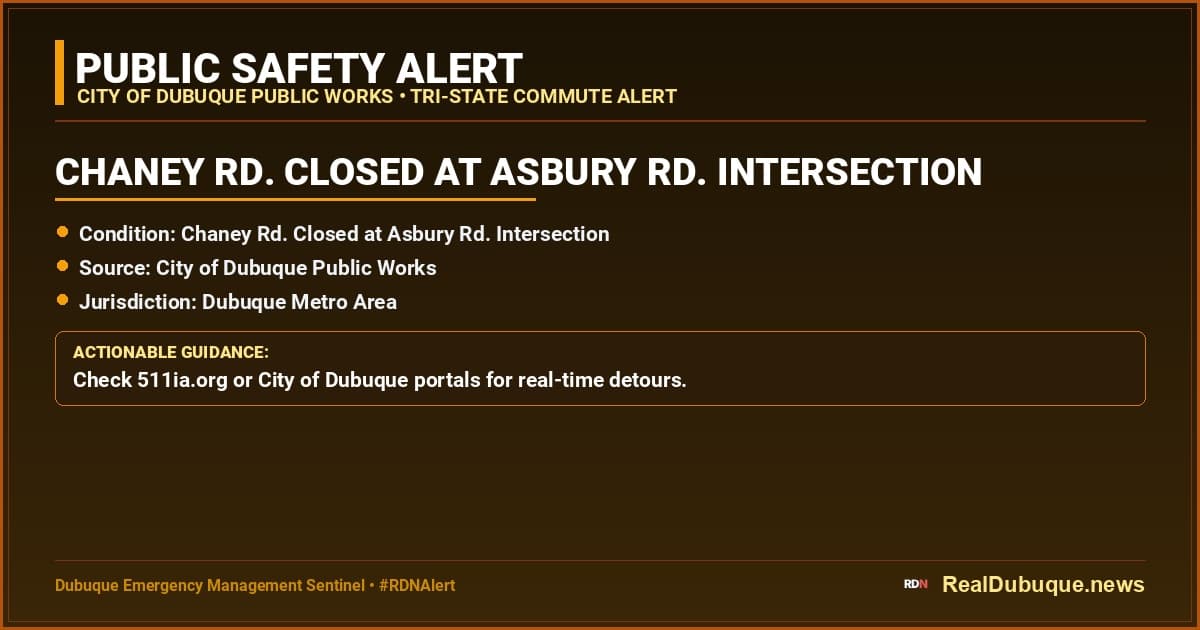 Chaney Rd. Closed at Asbury Rd. Intersection