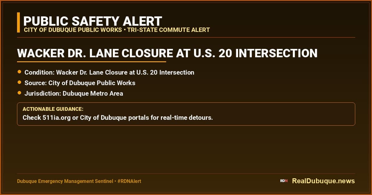 Wacker Dr. Lane Closure at U.S. 20 Intersection