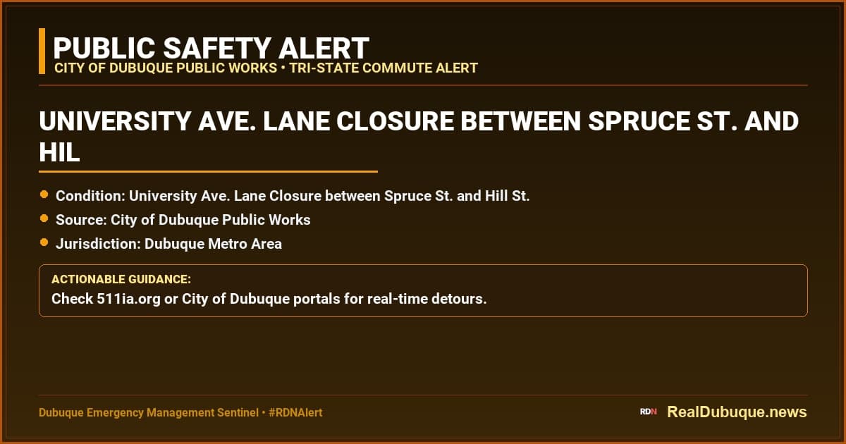 University Ave. Lane Closure between Spruce St. and Hill St.