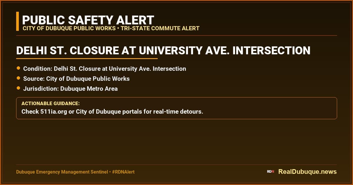 Delhi St. Closure at University Ave. Intersection