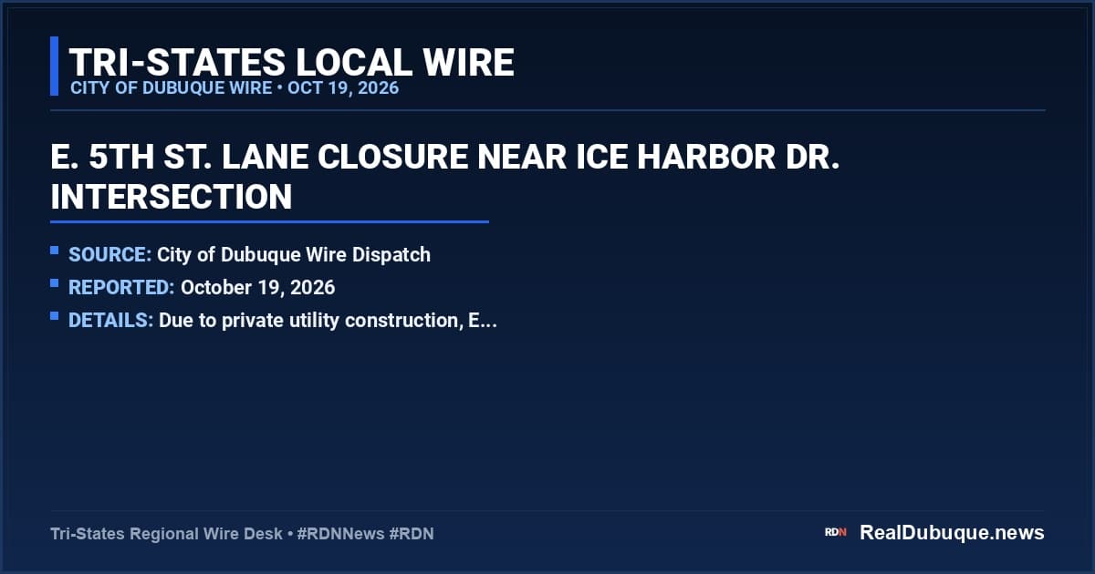 E. 5th St. Lane Closure near Ice Harbor Dr. Intersection