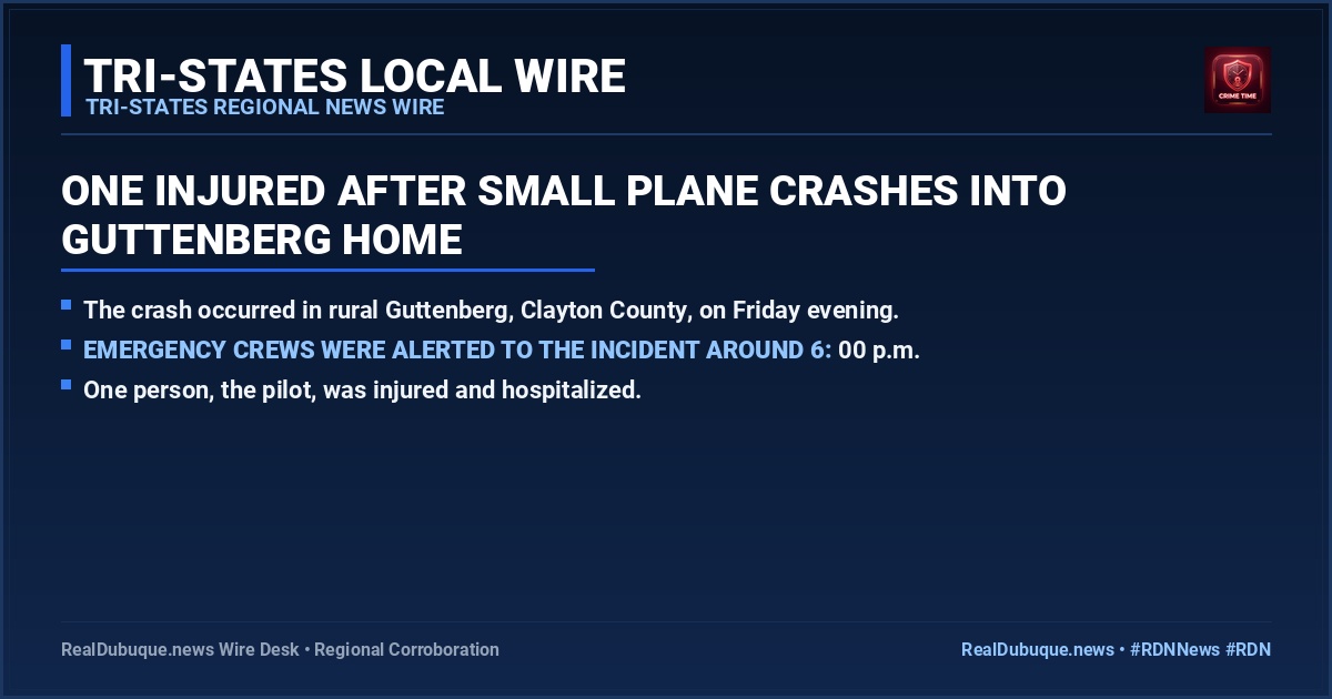 One Injured After Small Plane Crashes Into Guttenberg Home