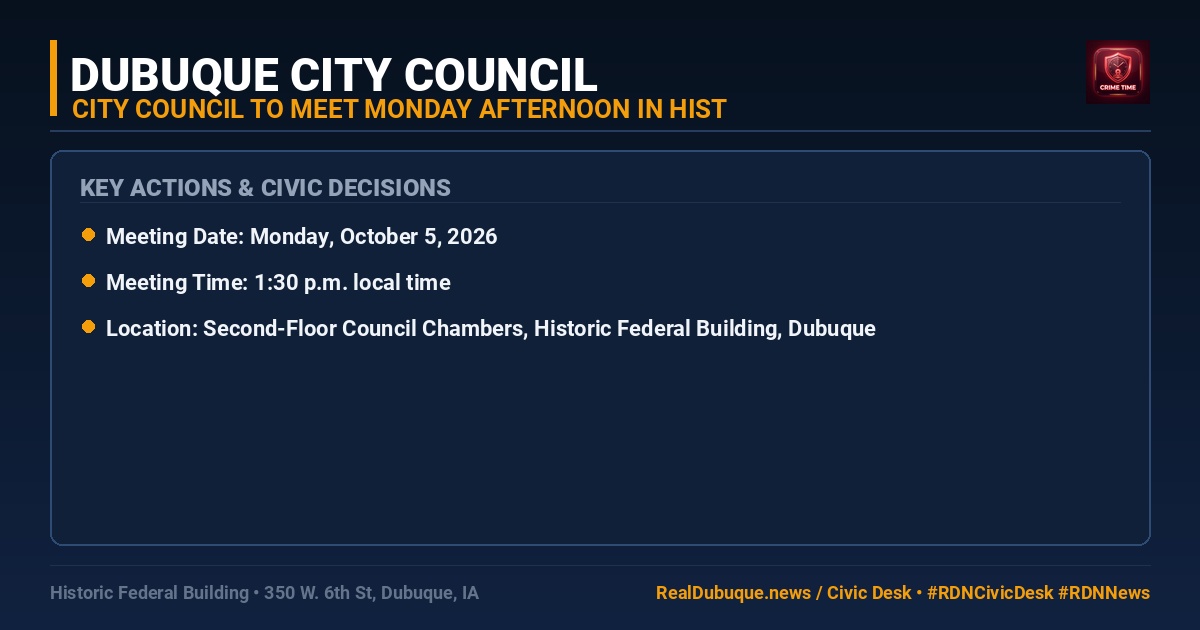 City Council to Meet Monday Afternoon in Historic Federal Building