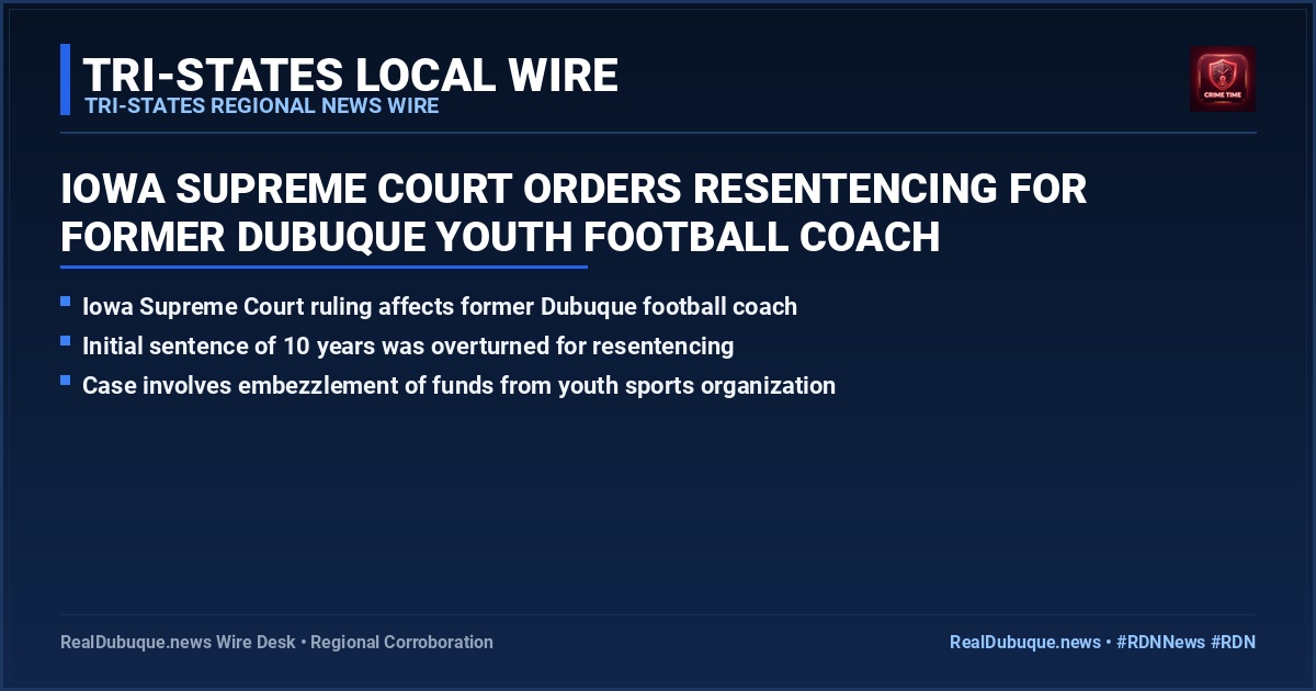 Iowa Supreme Court orders resentencing for former Dubuque youth football coach