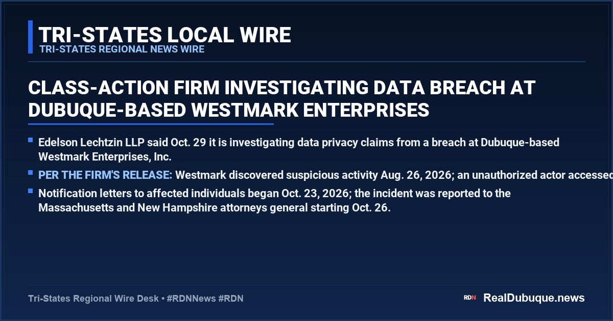 Class-action firm investigating data breach at Dubuque-based Westmark Enterprises