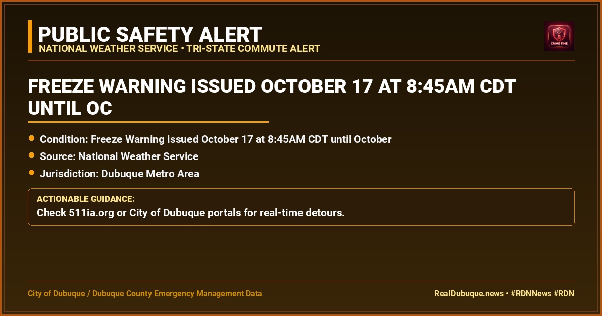 Freeze Warning issued October 17 at 8:45AM CDT until October 17 at 9:00AM CDT by NWS Quad Cities IA IL