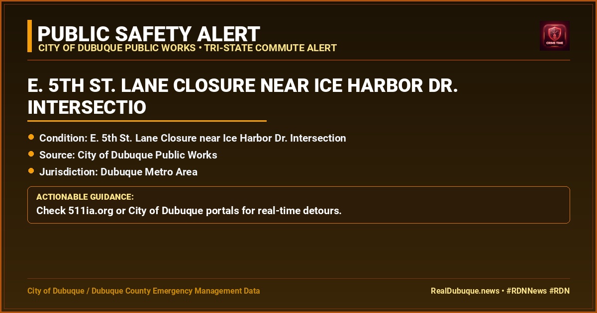 E. 5th St. Lane Closure near Ice Harbor Dr. Intersection