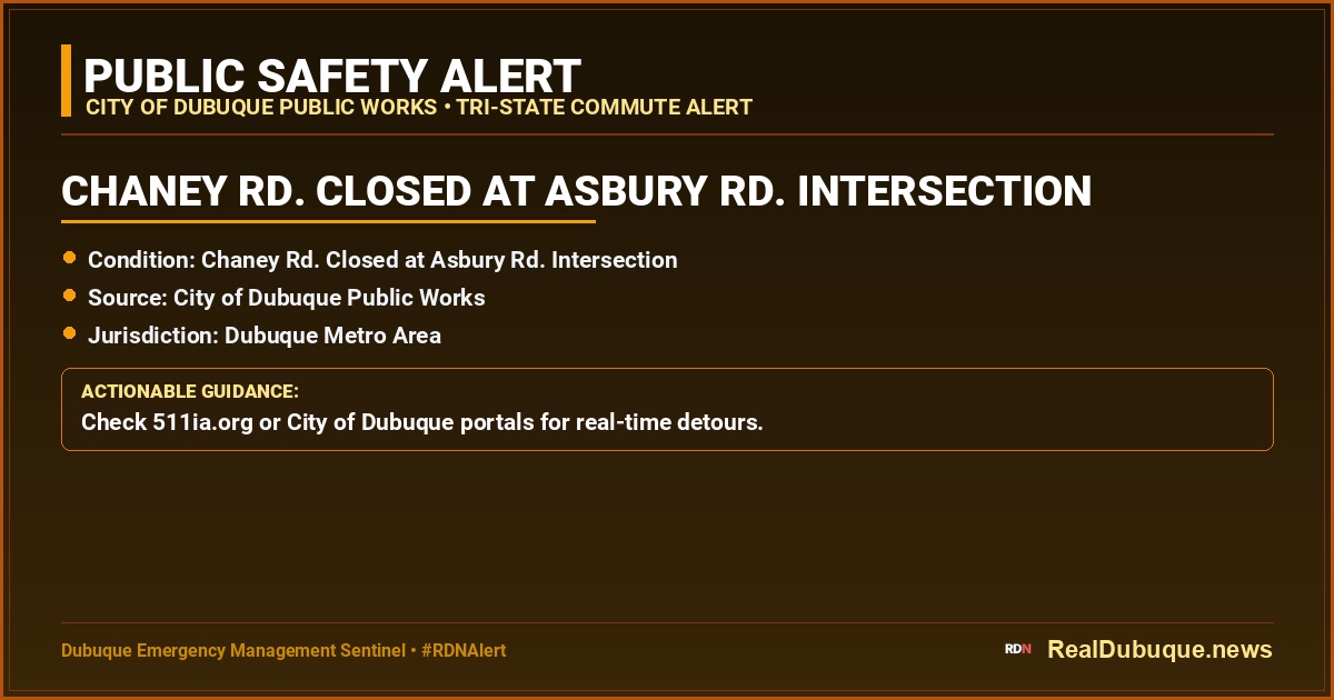 Chaney Rd. Closed at Asbury Rd. Intersection