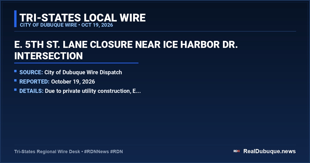 E. 5th St. Lane Closure near Ice Harbor Dr. Intersection